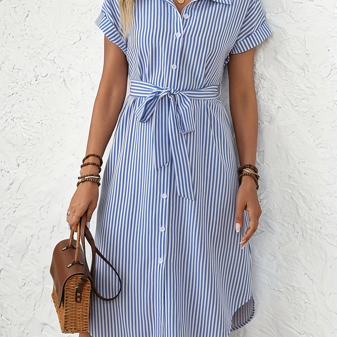 Delphine | Elegant Striped Dress
