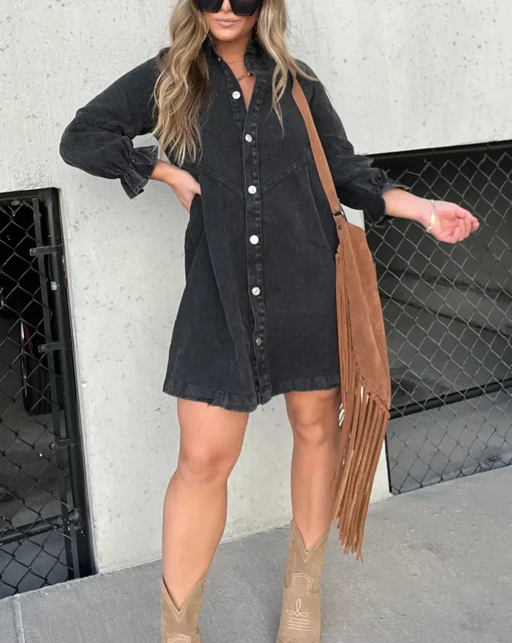 Gayelle | Denim Dress Shirt Long Sleeve